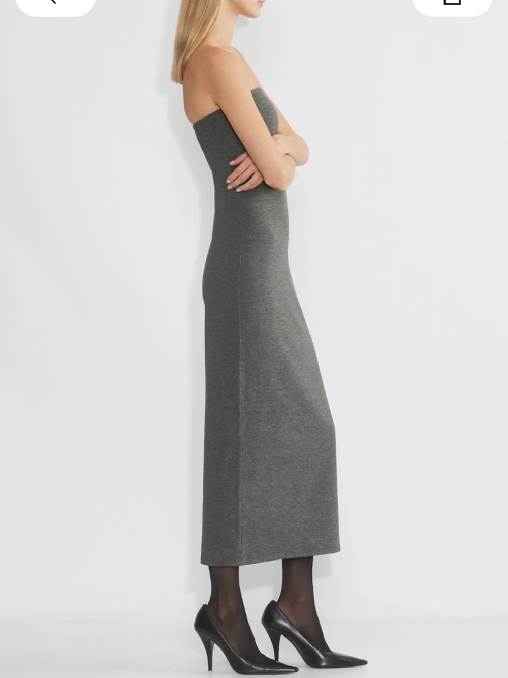 Aritzia Contour Maxi Tube Dress in Heather Charcoal Gray New - Picture 6 of 11